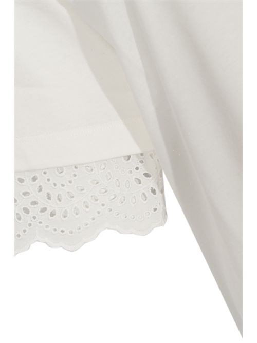 T-shirt con maniche in pizzo Sangallo Bianco ALBERTA FERRETTI | U0750 16950002